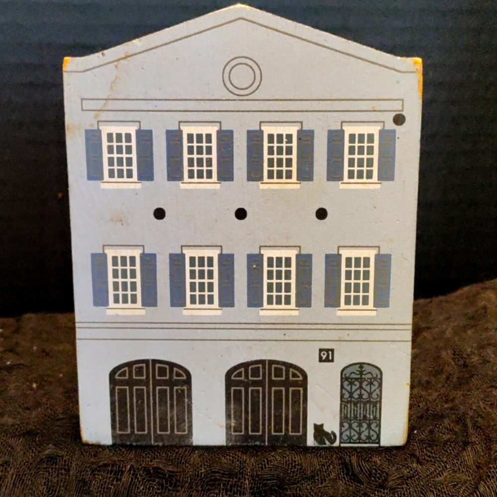 Vintage wooden signed numbered Charleston building